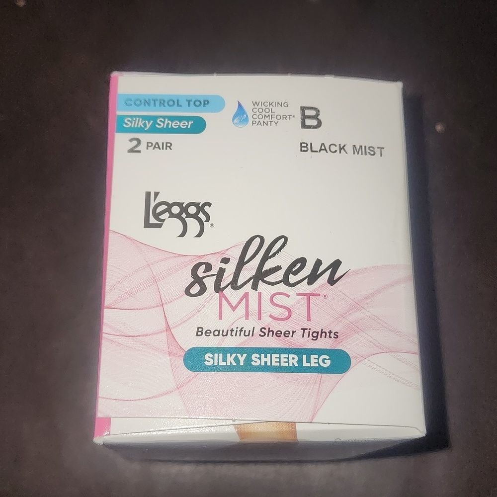 L'Eggs Silken Mist Silky Sheer Leg Control Top Sheer Toe Pantyhose BlackMist 20